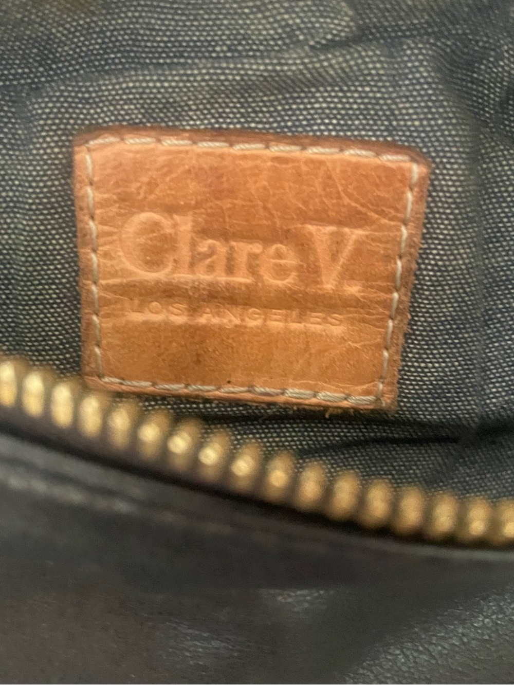 Clare V Black Leather Crossbody with Gold Zipper - Picture 5 of 5